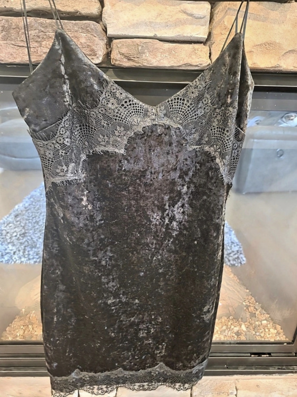 GUESS Black Crushed Velvet Mini Dress Size Large